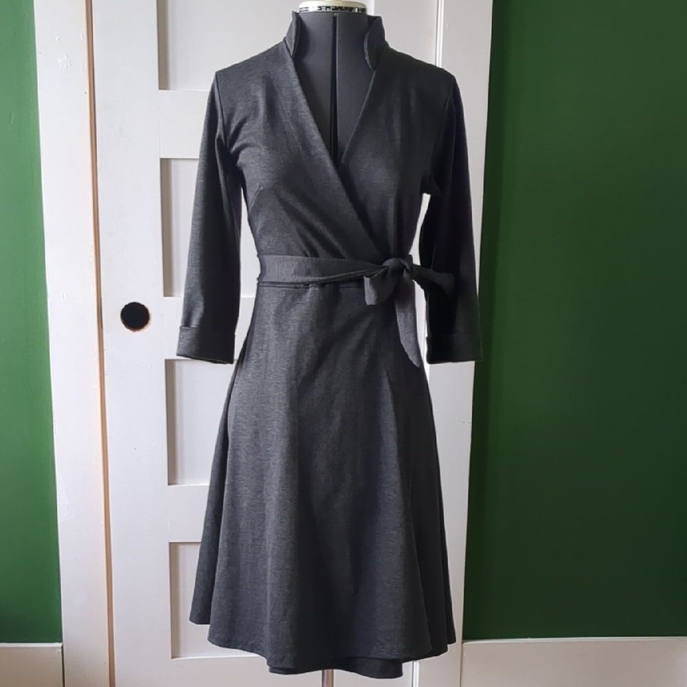 Elegant Heather Gray Wrap Dress